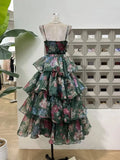 Xajzpa Summer New Hot Holiday Flower Women's Outfit Nightclub Thin Ruffle Evening Party Celebrity Design Tank Top Two Piece Set Dress