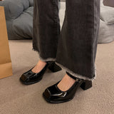 Xajzpa Black Heels For Women Pumps Lolita Shoes Square Toe Sexy Sandals Footwear Chunky Black Beige Mary Jane Crossdressers Africa