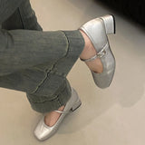 Xajzpa Retro Women Shoes Mary Jane Chunky Sandals Casual Heels Footwear Round Toe 2025 Shallow Mouth Branded Pumps Lolita Block Comfort