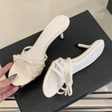 xajzpa Summer Fashion Round Toe Slippers Women Narrow Band Thin Low Heels Beach Casual Sandals Flip Flops Shoes Zapatos De Muje