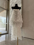 Xajzpa Fashion Women Dress Sleeveless Strapless Sling 3D Flowers Solid Color Fairy Wind Female Party Dresses New Tide