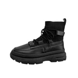 Xajzpa Autumn Winter Socks Boots New Men Ankle Boots Platform Black Shoes for Men Fur Chunky Punk Motorcycle Booties Gothic Shoes