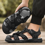 Xajzpa Men's Closed Toe Beach Sandals Durable Non-Slip Outdoor Footwear for Summer Lightweight All-match Mesh Casual Men Stylish Shoes