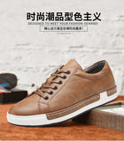 Xajzpa Men's Casual Leather Shoes for Men Fashion Four Seasons Breathable Lace-up Athletic Shoes Shallow Skate Shoes Large Sizes 38-48
