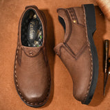Xajzpa Men Genuine Leather Vintage Loafers Casual Shoes Mens Breathable Driving Flats Fashion Sewing Men Leisure Shoes Sneakers