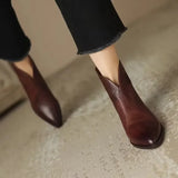 Xajzpa New Autumn Genuine Leather Ankle Boots Pointed Toe Women Boots Retro Short Boots Women Shoes Winter Retro Chelsea Boots