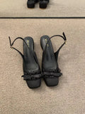 Xajzpa Sandals Round Toe Soft Female Shoe All-Match Lace Denim Women's Block Heels New Girls Closed Bow Laces Chunky Butterfly-kno