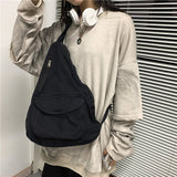 Xajzpa - Canvas Chest Bag Women Women Shoulder Messenger Bag Unisex Canvas Crossbody Bag Muliti Pocket Casual Women Bag