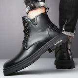 Xajzpa 2025 New MEN'S BOOTS with Retro Style Leather Boots, Thick Soles, Wear-resistant MEN'S High Top Casual Shoes