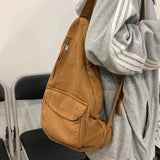 Xajzpa - Canvas Chest Bag Women Women Shoulder Messenger Bag Unisex Canvas Crossbody Bag Muliti Pocket Casual Women Bag