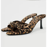 Xajzpa Women Summer New Luxury Brand High Heel Sandals Versatile Simple Slim Heel Sandals Slippers Slim Heel Sandals Dress Slippers