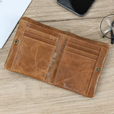 Xajzpa Leather Men‘s Short Wallet Hasp Genuine Leather Unisex Zipper Coin Clutch Purse Cowhide Card Holder Trifold Man wallets