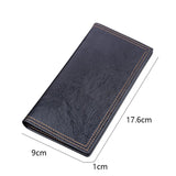 Xajzpa New Men Long Thin Slim Wallets Vintage Pu Leather Male Credit Card Holder Brown Money Purses Solid Simplicity Wallet For Man