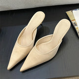 xajzpa Fashion Concise Pointed Toe Women Slippers Thin Low Heels Casual Party Pumps Summer Slide Mules Shoes