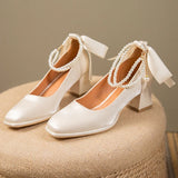 Xajzpa Mary Jane High Heel Sandal for Women Buckle Strap Female Shoe Espadrilles Platform High-heeled Block Girls Clogs Lacquered
