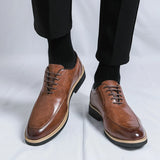 Xajzpa High end Brand Men's Shoes Formal Lace Sharp Smooth Casual Fashion Classic Elegant Business Leather Shoes