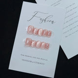 Xajzpa  10Pcs Aurora Cat Eye Handmade Press On Nails Short Square Head False Nails Wearable Simple Pure Manicure Full Over Nail Art Tips