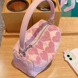 Xajzpa - Pink Women Handbag Heart Casual Sweet Cute Shoulder Bag Autumn Winter New Korean Style Luxury Designers Square Bag