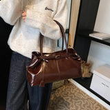 Xajzpa Oil PU Leather Hobo Handbag Slouchy Shoulder Bag Retro Top-Handle Bag Large Work Bags for Women Gilrls Tote Work Shopping Travel