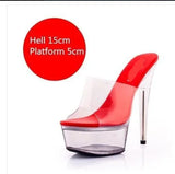 Xajzpa   Girls Shoe for Party Club Stripper Heels Women Shoes Platforms High Heels Sandals Clear Sexy Pole Dance 15cm High Plus Size