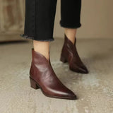 Xajzpa New Autumn Genuine Leather Ankle Boots Pointed Toe Women Boots Retro Short Boots Women Shoes Winter Retro Chelsea Boots