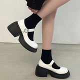 Platform Mary Jane Shoes 2024 New Women's Shoes Women Thick Heels Trendy Street Lolita Shoes Round Toe Ankle Strap  Pumps