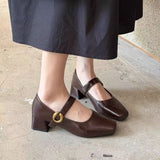 Xajzpa New Style Fashionable Designer Vintage Women Mary Jane Shoes Women's Square Toe Shoes Spring Autumn Elegant Low Heels Sandals
