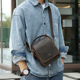 Xajzpa 100% Genuine Leather Men Shoulder Bags Husband Retro Crazy Horse Leather Male Messenger Crossbody Bags Vintage Cross Body