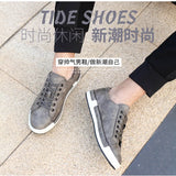 Xajzpa Men's Casual Leather Shoes for Men Fashion Four Seasons Breathable Lace-up Athletic Shoes Shallow Skate Shoes Large Sizes 38-48