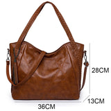 Luxury PU Leather Women Shoulder Bags Large Capacity Crossbody Bags Casual Retro Solid Color Female Travel Shopper Tote Bags Sac