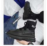 Xajzpa Autumn Winter Socks Boots New Men Ankle Boots Platform Black Shoes for Men Fur Chunky Punk Motorcycle Booties Gothic Shoes