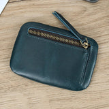 Xajzpa   Men's Genuine Leather Zipper Coin Wallet Wowen natural Leather Mini Short Purse Card Holder Change Purse For Man Clutch Wallets