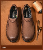 Xajzpa Men Genuine Leather Vintage Loafers Casual Shoes Mens Breathable Driving Flats Fashion Sewing Men Leisure Shoes Sneakers