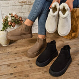 Xajzpa   Winter Women Short Plush Warm Snow Boots Casual Shoes  New Suede Fur Chelsea Ankle Boots Flats Platform Ladies Shoes Botas