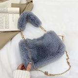 Xajzpa Autumn And Winter Plush Handbag For Woman New Small Chain Crossbody Bag Fashion Small Square Bag Single Shoulder Bag