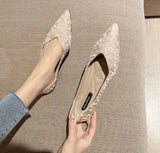 Xajzpa Casual women's flat shoes fashionable spring styles gentle versatile flat bottomed ladies pointed shallow mouth single shoes