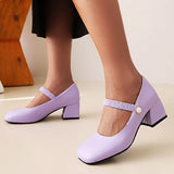 Xajzpa - Elegant Medium Heels Women Pumps Mary Jane Shoes New Spring White Blue Green Heeled Wedding Office Shoes Female Large Size