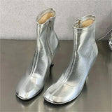xajzpa Spring Autumn SEXY Round Toe Women Ankle Boots Concise Thin High Heels Shoes Fashion Side Zipper Short Booties