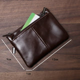 Xajzpa  Handmade Genuine Leather Small Wallet, Business Card Bag, Top Layer, Cowhide Simple Zipper, Driver's License Bag, Bus Card  Bag