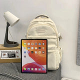 College Style Canvas School Bags For Girls Solid Junior High School Student Schoolbag Korean Version Laptop Backpack Women Boys