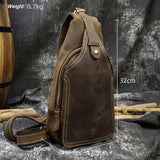 Xajzpa High Quality Big Chest Bag Real Cowhide Leather Chest Bags Crazy Horse Leather Men's Sling Bag Chest Pack For Man Male