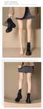 Xajzpa British Style Autumn Platform Shoes for Women Fashion Lace Up Round Toe Ankle Boots for Women Chunky Heel Ladies Short Boots