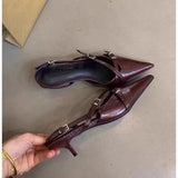 Xajzpa Elegant Party Dress Shoes for Women Sandals Women's Pointed Toe Heels Designer Stripper Shoe Talon Low Heels Pumps Zapatos