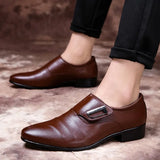 Xajzpa Men Formal Shoes Classic Business Pointed Leather Upper PU Leather Simple Buckle Design Easy To Wear Black Oversized Size 38-48