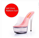 Xajzpa   Girls Shoe for Party Club Stripper Heels Women Shoes Platforms High Heels Sandals Clear Sexy Pole Dance 15cm High Plus Size