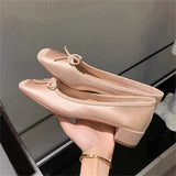 xajzpa Fashion Elegant Silk Ballerinas Women Pumps Slip On Loafers Round Toe Square Heels Bowknot Casual Spring Autumn Shoes