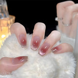 Xajzpa  24pcs Glitter Fake Nails Purple Shiny Cat Eye Press On Nails Almond Head Manicure Nail Tips Pink/Blue False Nail Patch For Girl