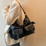 Female Stylsih Tote Bag black Hobo Handbag Large Capacity Shoulder Bags Ladies Soft PU Leather Messenger Bags Women Shopper Bag