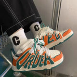 Vintage Breathable Mens Sneakers Orange Letters  Trainers Platform Fashion Casual Shoes Women Running Outdoor Designer Footwear