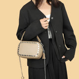 Luxury Soft Genuine Leather Handbag River Women Shoulder Messenger Bag Solid Color Cowhide Tote Fashion Female Crossbody Sac